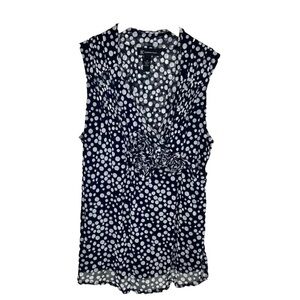 INC Size XL Polka Dot Rosette Flirty Ruffle Tank Top Office Retro Cosplay